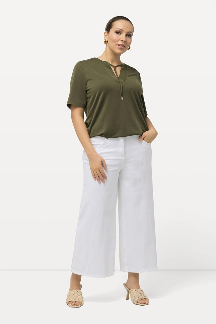 Ulla Popken Damen Denim Culotte Jeans 54 Schneeweiss, 54 Schneeweiss