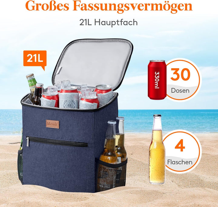 Lifewit 24L Kühl Rucksack Kühlrucksack Kühltasche Picknicktasche Gross Isoliert Cooler Bag Männer Fr