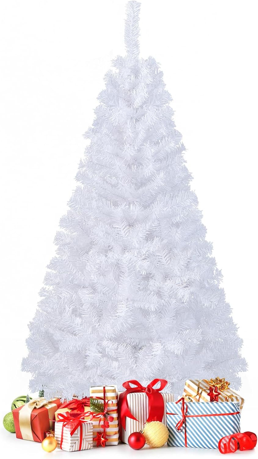 GOPLUS 150/180/210/240cm Weihnachtsbaum Weiss, Festliche Weihnachtdekoration für Zuhause, Weisser Ta