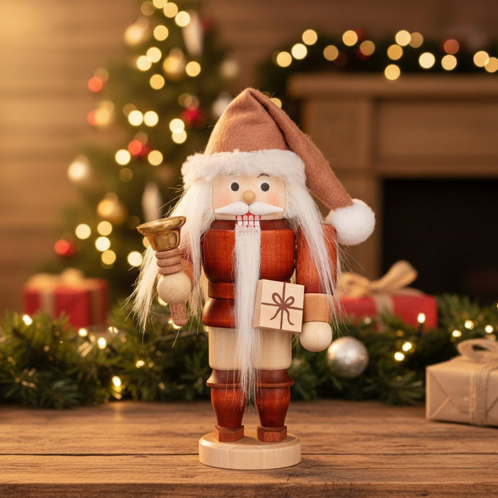 Christian Ulbricht Nussknacker Weihnachtsmann mit Glocke Natur - 15,5 cm