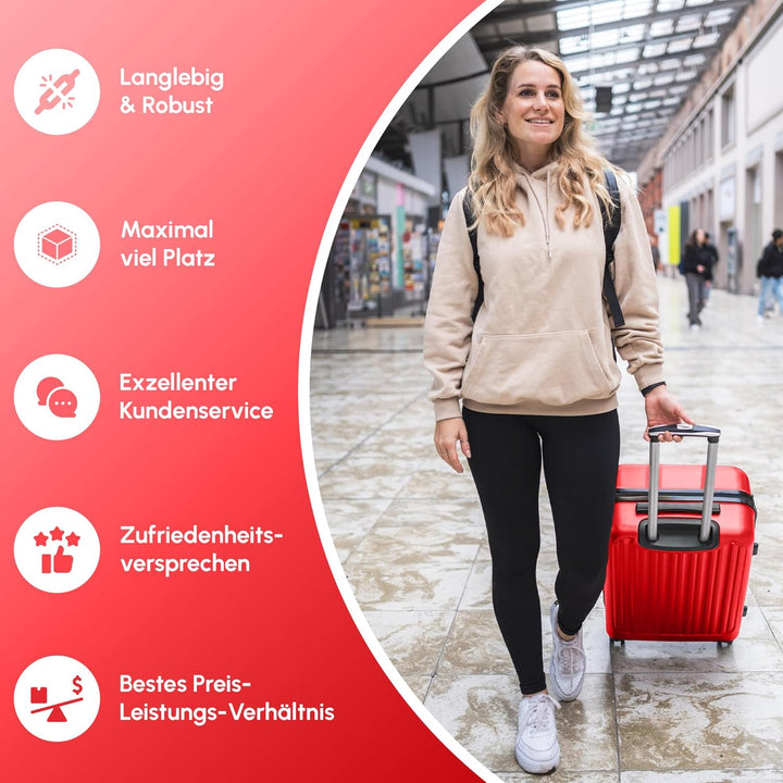 ABS Hartschalenkoffer - Ergonomisch & Sicher - Trolley Koffer Set 3-teilig mit 360° Rädern, Zahlen-S