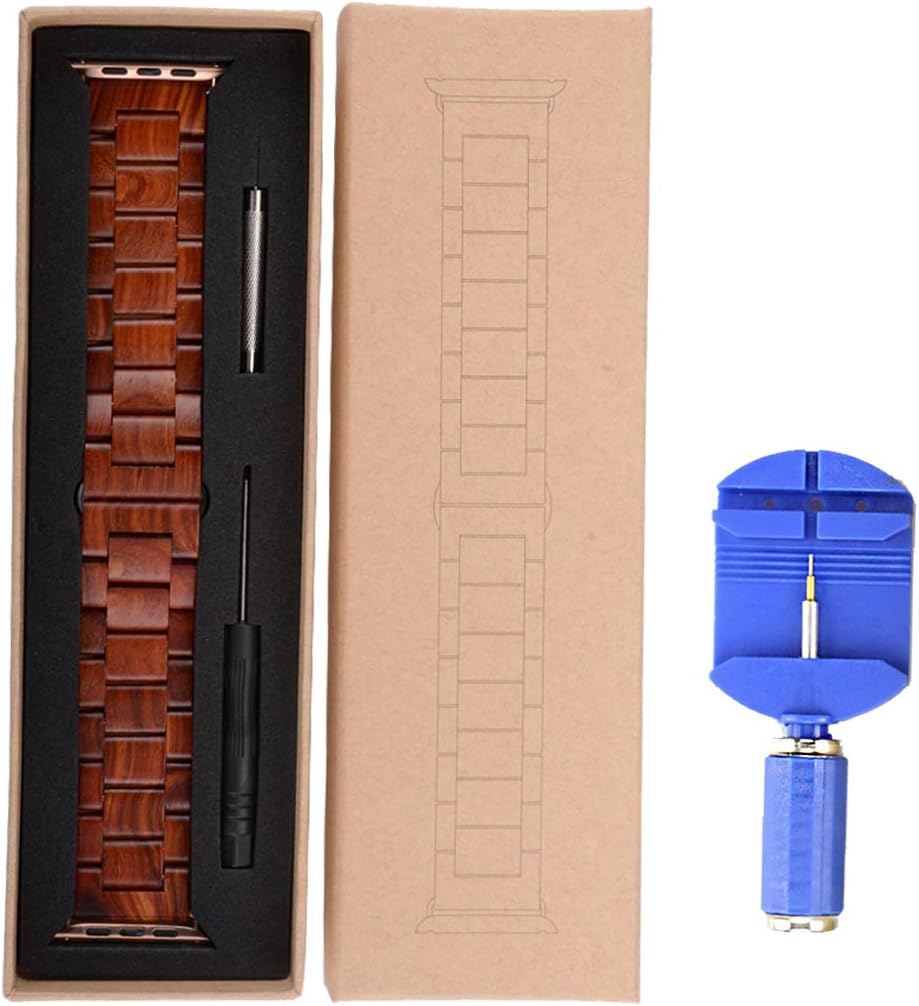 AIYIBEN Uhrenarmband aus Holz 42mm/44mm/45mm/49mm mit Schmetterlingsschnalle aus Edelstahl, kompatib