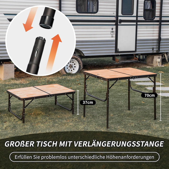 Naturehike Campingtisch Gross Klapptisch höhenverstellbar MDF Tisch mit Tragetasche für Outdoor Camp