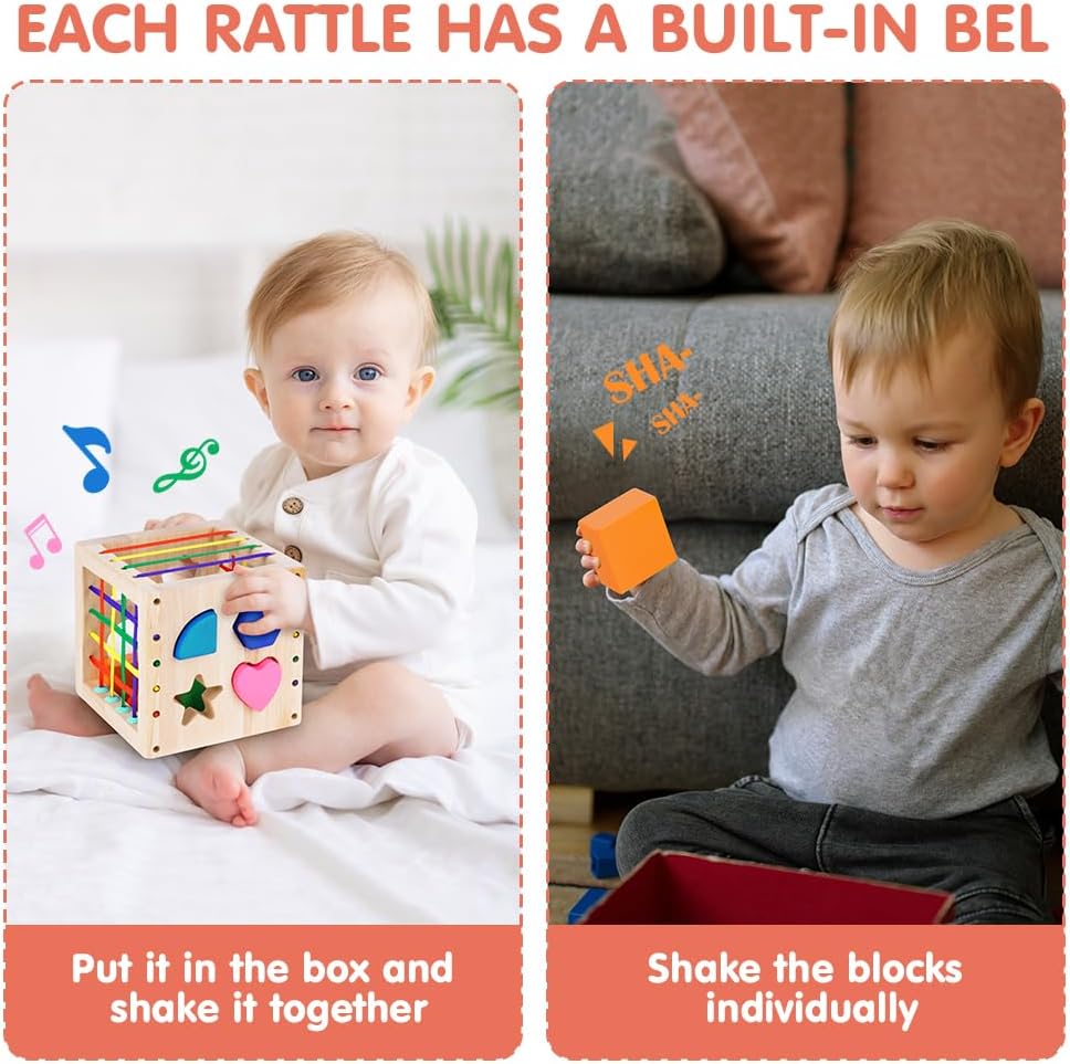 Ainiv Formsortierwürfel, Sortierspiel Montessori Steckwürfel, Baby Sensorische Spielzeug, Motorische