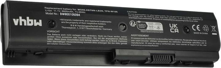 vhbw Akku 6600mAh Notebook Laptop HP Pavilion Envy dv7 dv4 dv6 m6 Ersatz für 671567-421 671567-831 6