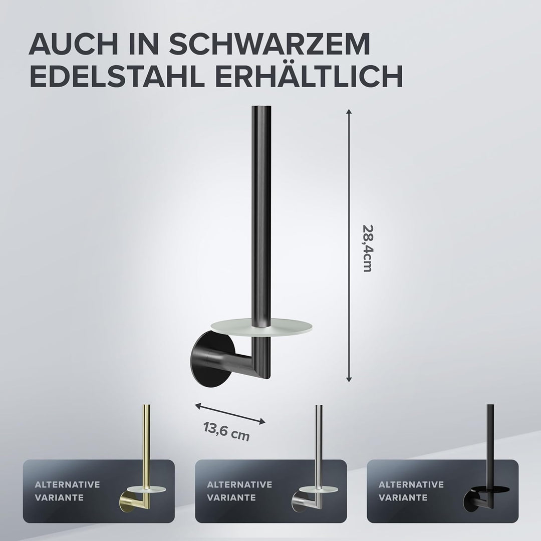 Ersatzrollenhalter Sentraltind Gunmetal zum Kleben 3M | aus Edelstahl und Glas | Toilettenpapier Rol