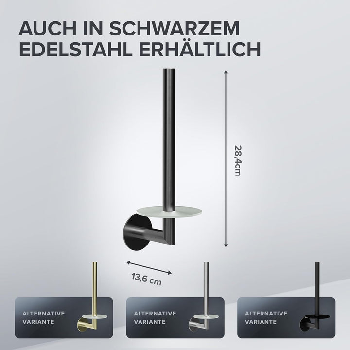 Ersatzrollenhalter Sentraltind Gunmetal zum Kleben 3M | aus Edelstahl und Glas | Toilettenpapier Rol