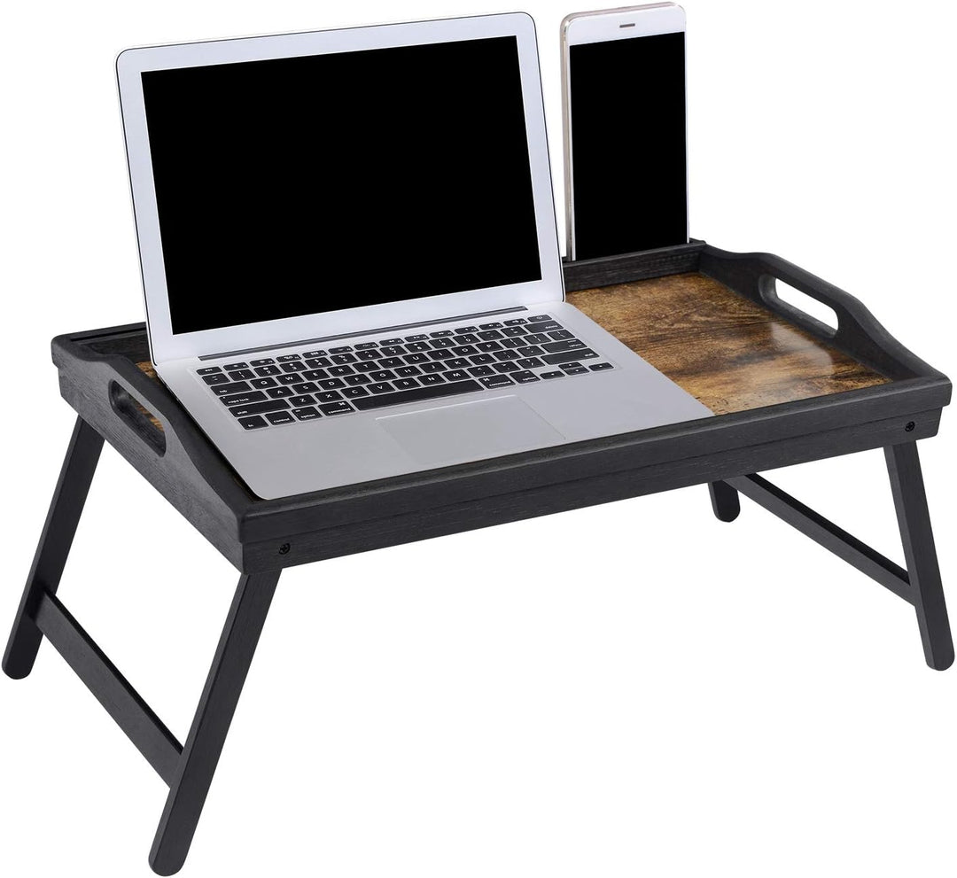 SONGMICS Betttablett, Frühstückstablett, Laptopständer, mit klappbaren Beinen aus Bambus, für Bett,