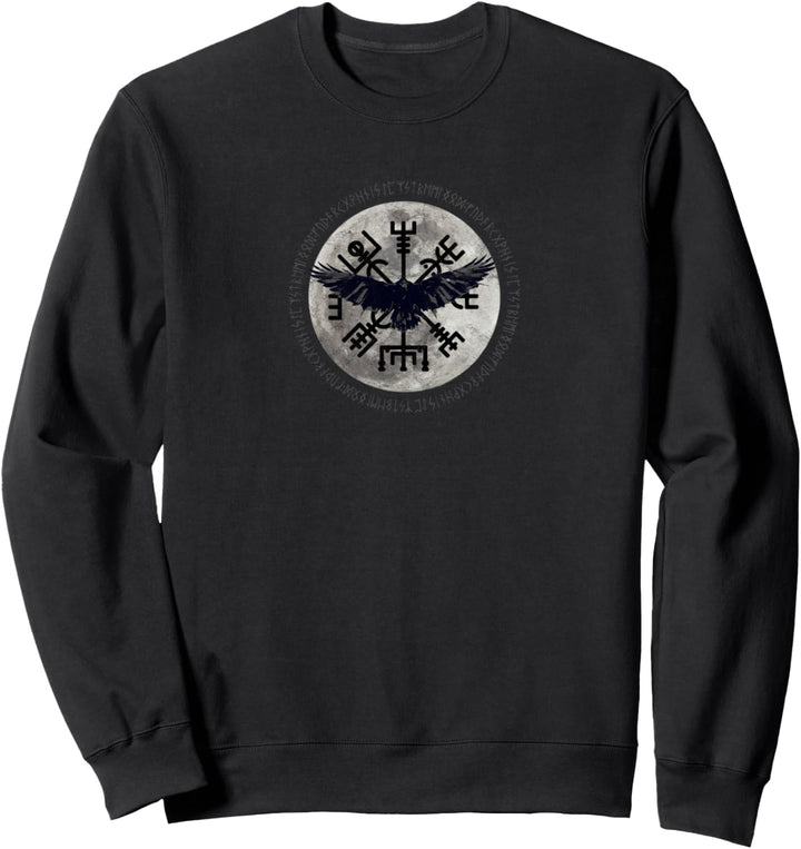 Vegvisir Mond Rabe Wikinger Runen Walhalla Kelten Vintage Sweatshirt