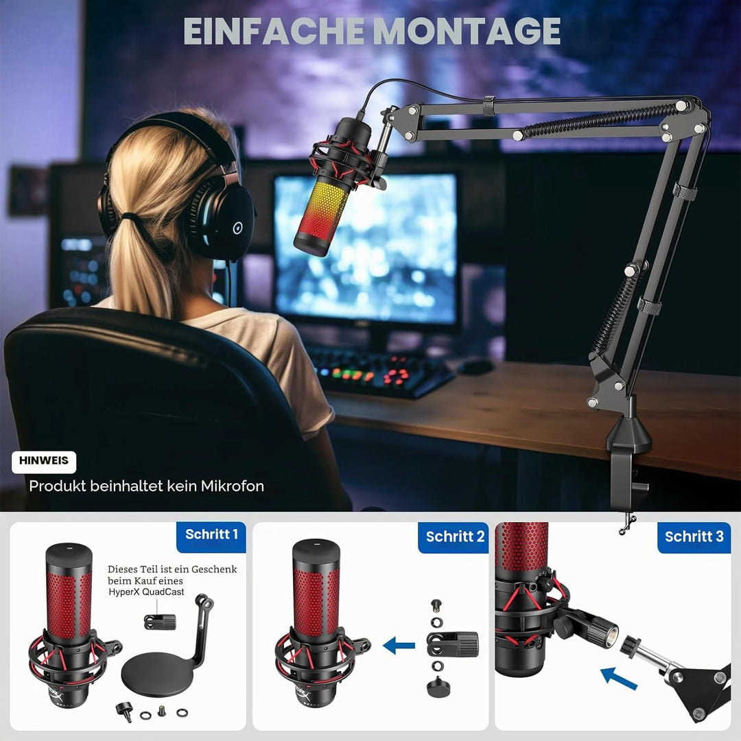Mikrofon Arm,Aokeo AK-35 Mikrofon Ständer Arm für Blue Yeti,Blue Snowball,HyperX QuadCast,SoloCast,E
