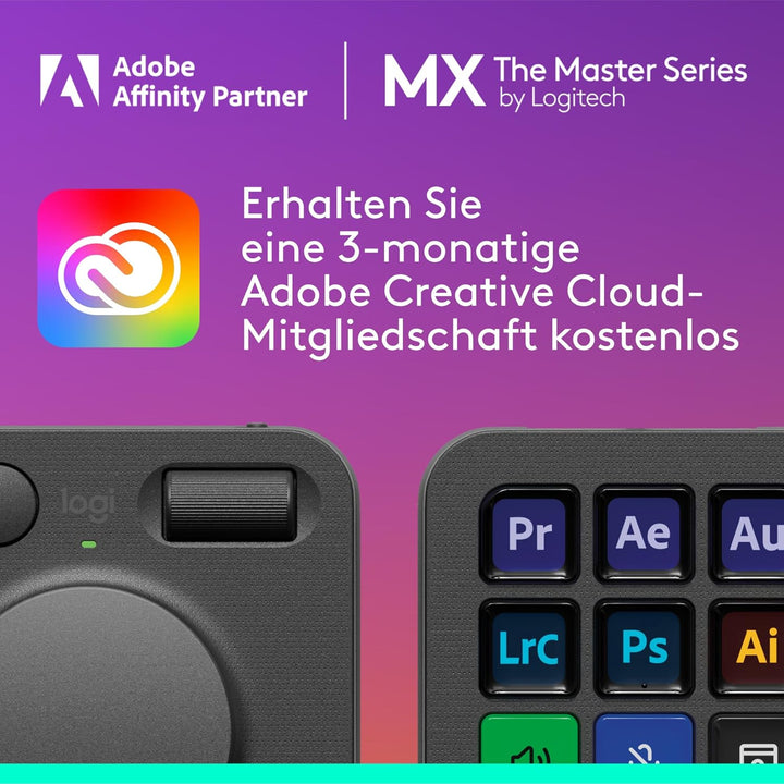 Logitech MX Creative Console, Programmierbares Tastenfeld mit 9 anpassbaren LCD-Tasten und Regler fü