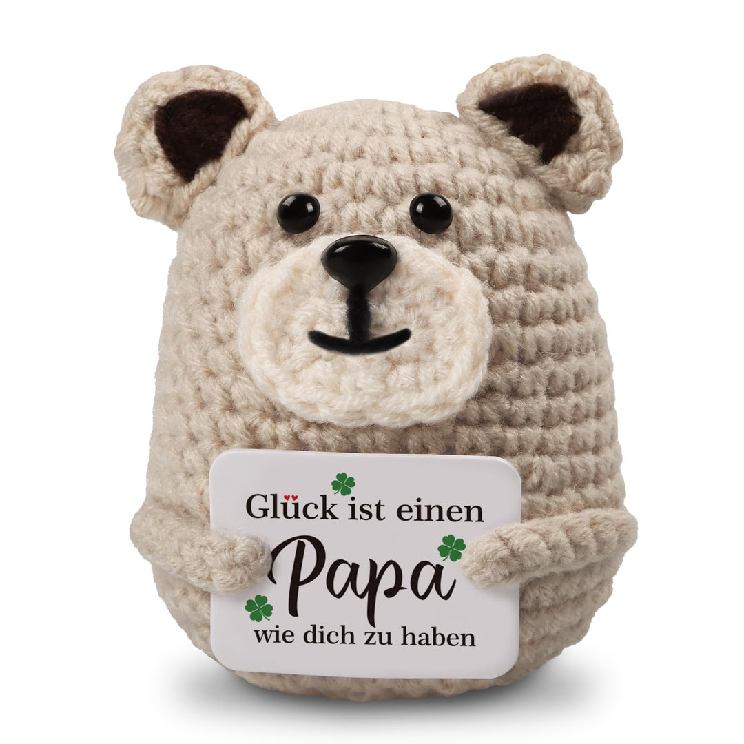 WenmthG Geschenke für Papa Pocket Hug Glücklicher Bär Glücksbringer Deutsch, Papa Geschenke Geburtst