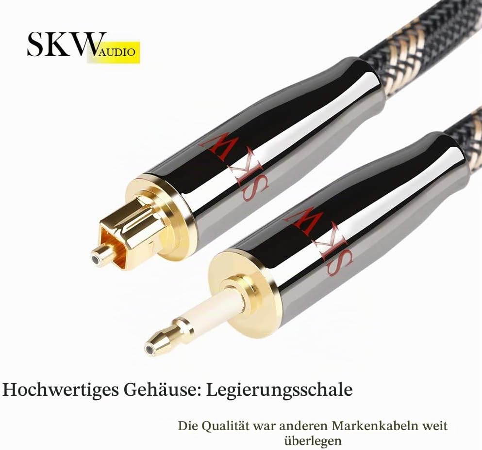 SKW Mini TOSLINK Kabel, Optisches Digital Audio Toslink Kabel auf Mini Toslink (S/PDIF), überträgt D