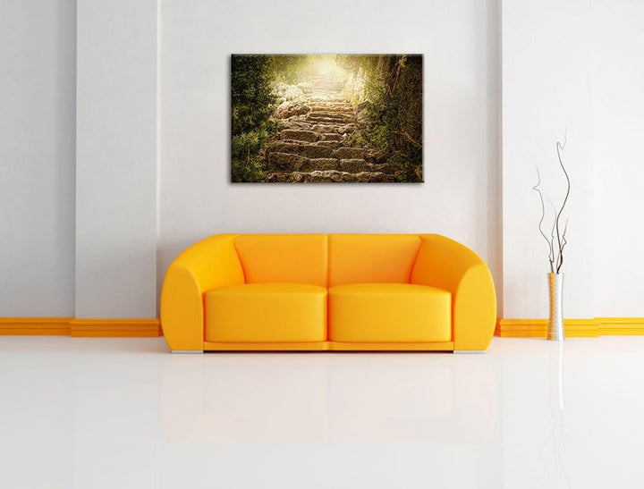 Schöne alte Steintreppe Format: 100x70 auf Leinwand, XXL riesige Bilder fertig gerahmt mit Keilrahme