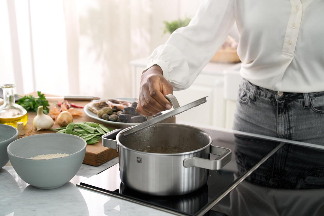 ZWILLING PURE Kochtopfset, 5-tlg, 18/10 Edelstahl, Stay-Cool-Griffe, Spülmaschinengeeignet, Integrie