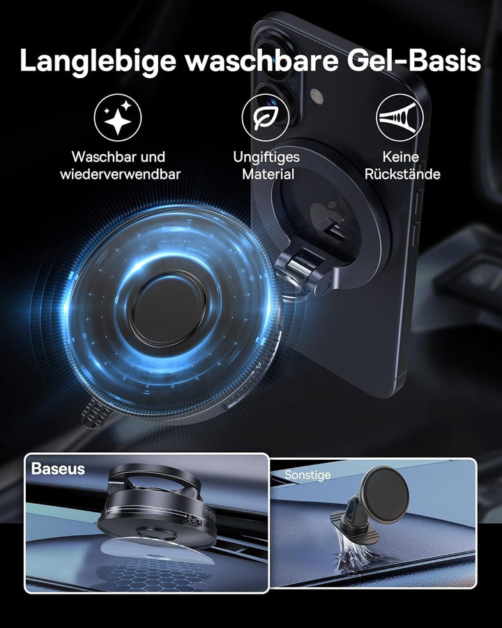 Baseus VC2 Flex Vakuum Magnet Handyhalterung Auto, Magnetische Magsafe Handy Halterung Auto Saugnapf
