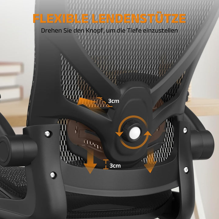 naspaluro Bürostuhl Ergonomisch Schwarz, Individuell Verstellbarer Gaming Stuhl Drehstuhl Ergonomisc