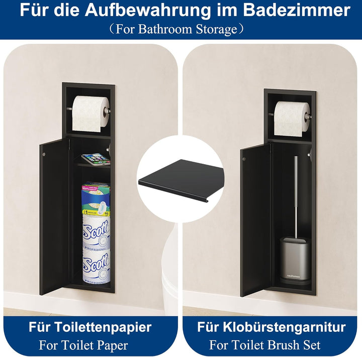 Unterputz-Schrankmodul für die Klobürstengarnitur Edelstahl Badezimmerschrank mit Toilettenpapierhal