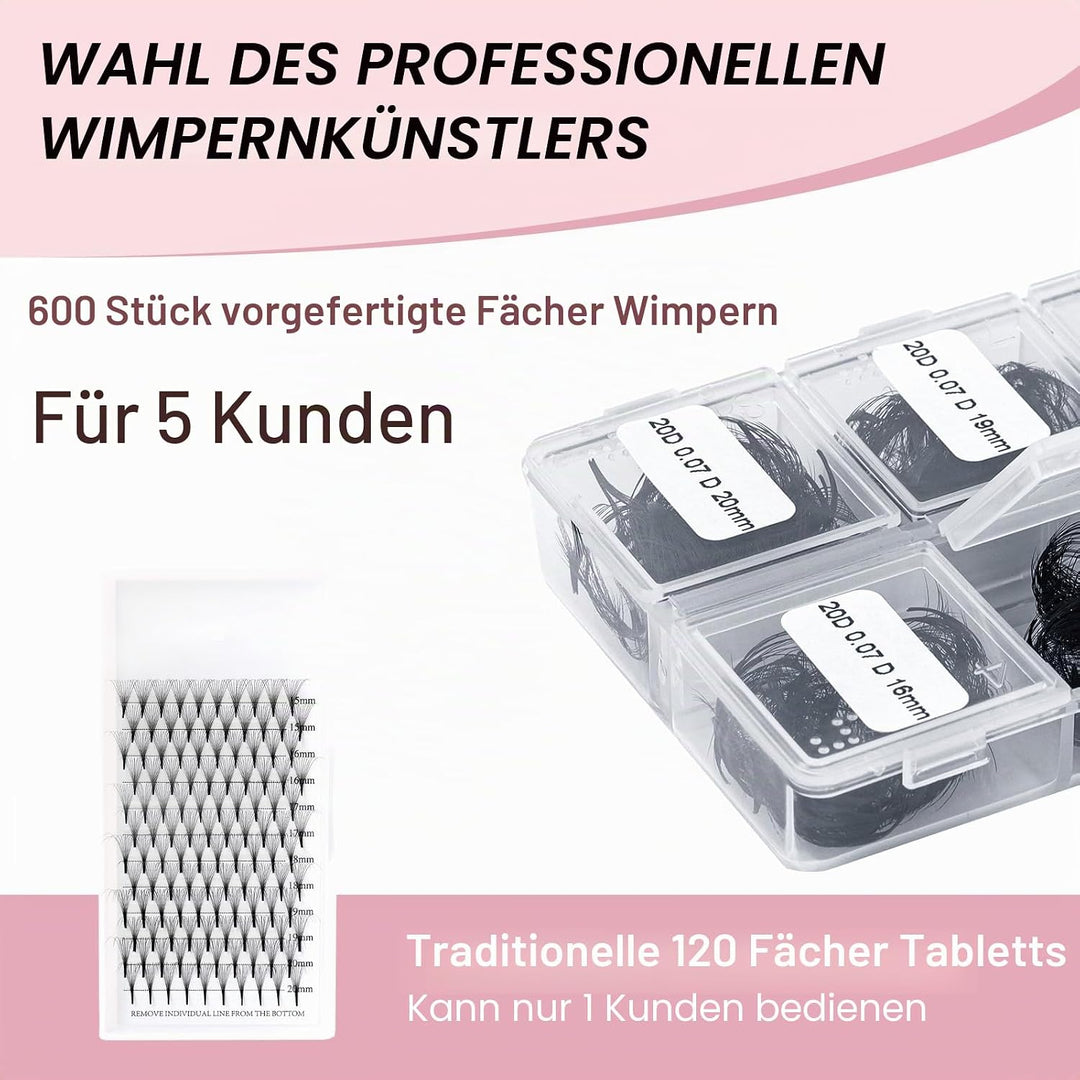 FADLASH 2024 Version Wimpern Extension Vorgefertigte Fächer Premade Professionell Mixed 600pcs 20D 1