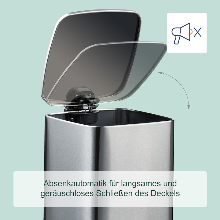 Relaxdays Kosmetikeimer, 6 L, Absenkautomatik, entnehmbarer Inneneimer, Metall, Bad Mülleimer, inkl.