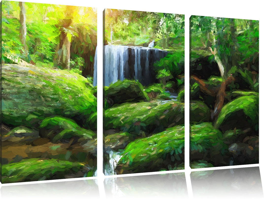 Pixxprint Regenwald in Thailand als Leinwandbild/Grösse: 3Teilig / Wandbild/Kunstdruck/fertig bespan