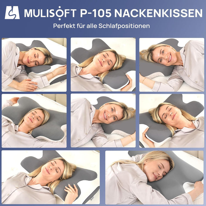 MULISOFT Nackenkissen Memory Foam Kissen, Ergonomisches Kopfkissen, Seitenschläferkissen, Nackenstüt
