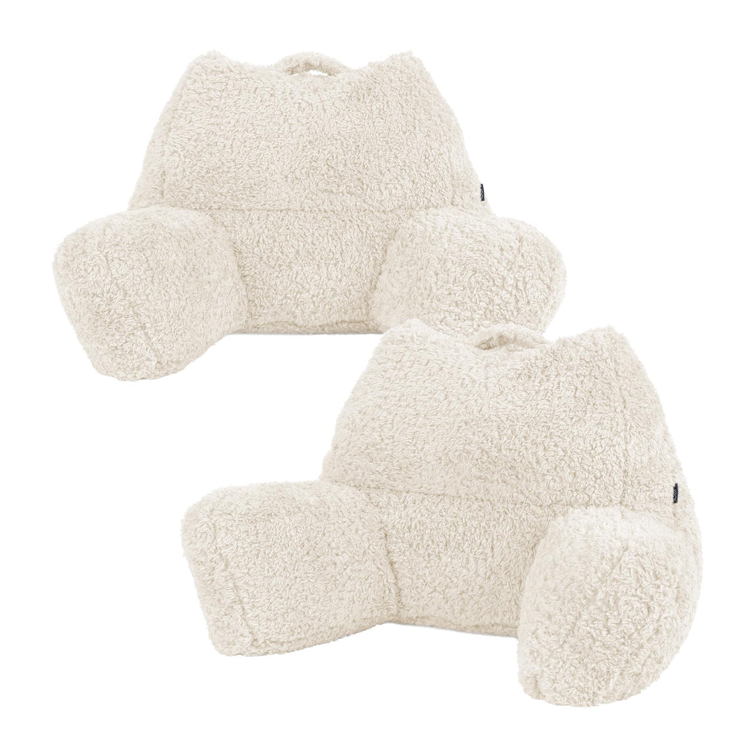 Icon Teddybär Rückenlehne Lesekissen, Beige, 2er Pack, Lesekissen Flauschig mit Sitzsack Füllung, Rü