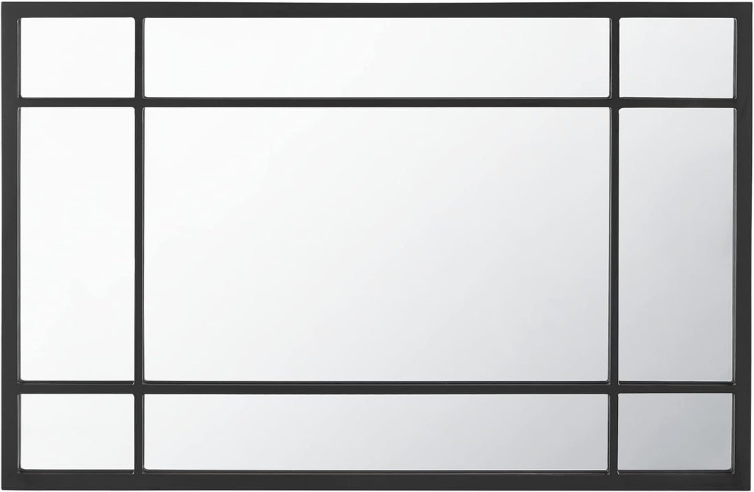 [en.casa] Wandspiegel Colobraro Fensterspiegel rechteckig 90 x 60 cm Spiegel schwarzer Rahmen vertik