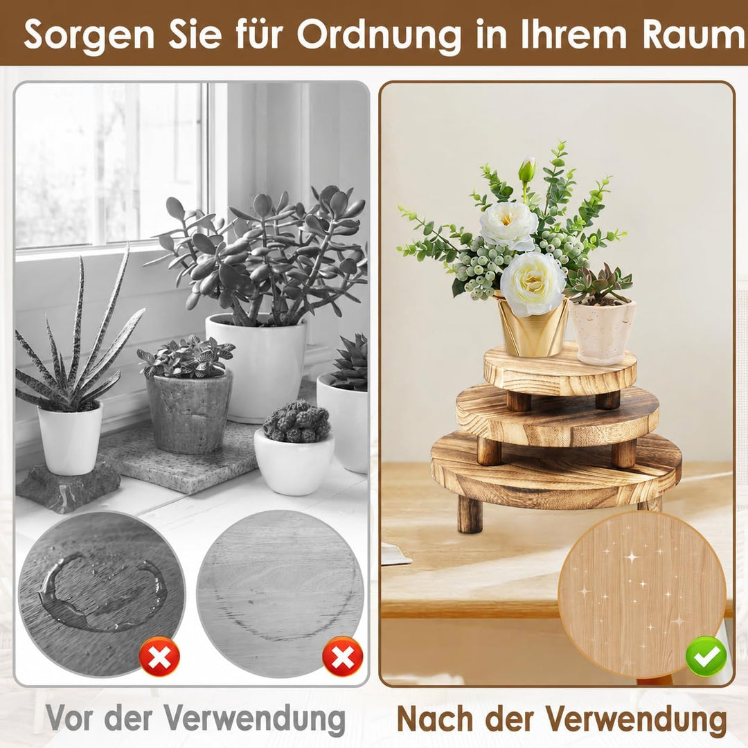 3 Set Blumenhocker Holz Pflanzenhocker Stapelbar Abnehmbar Stabile Unterstützung Pflanzhocker Blumen