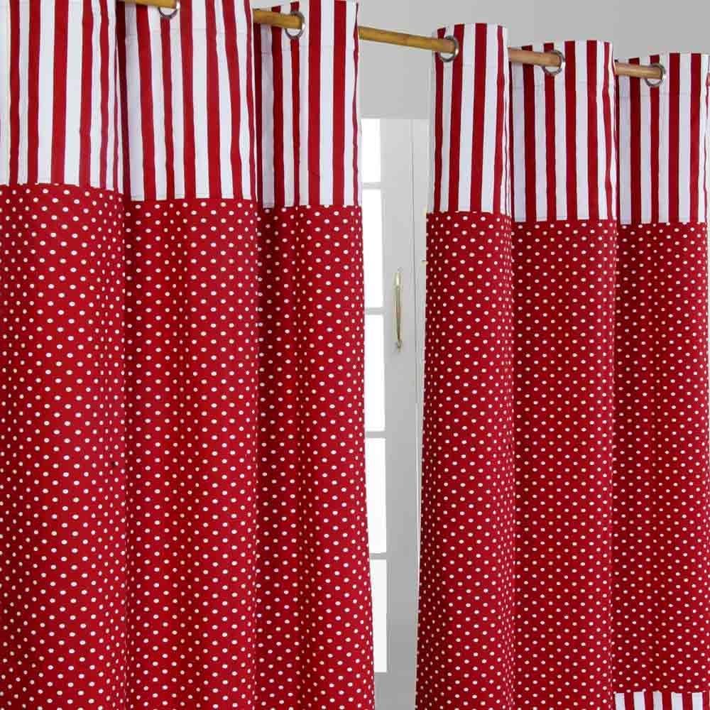 Homescapes Kindervorhang Mädchen Kinderzimmer Ösenvorhang Dekoschal Polka Dots 2er Set rot weiss 137