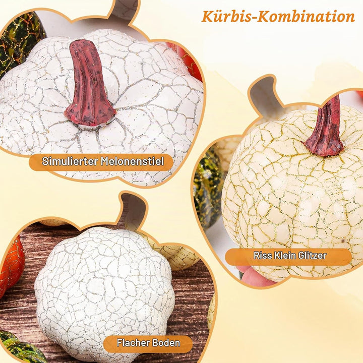 Funzhan 13 Stück Verschiedene Künstliche Kürbisse Set Herbst Ernte Fals Schaum Kürbisse Dekorations
