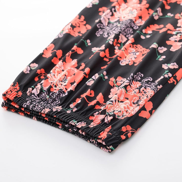 Generisch Rentier Schlafanzug Damen Top Capri Hosen Nachtwäsche Plus Pyjama Mit Knopfleiste Schwarz