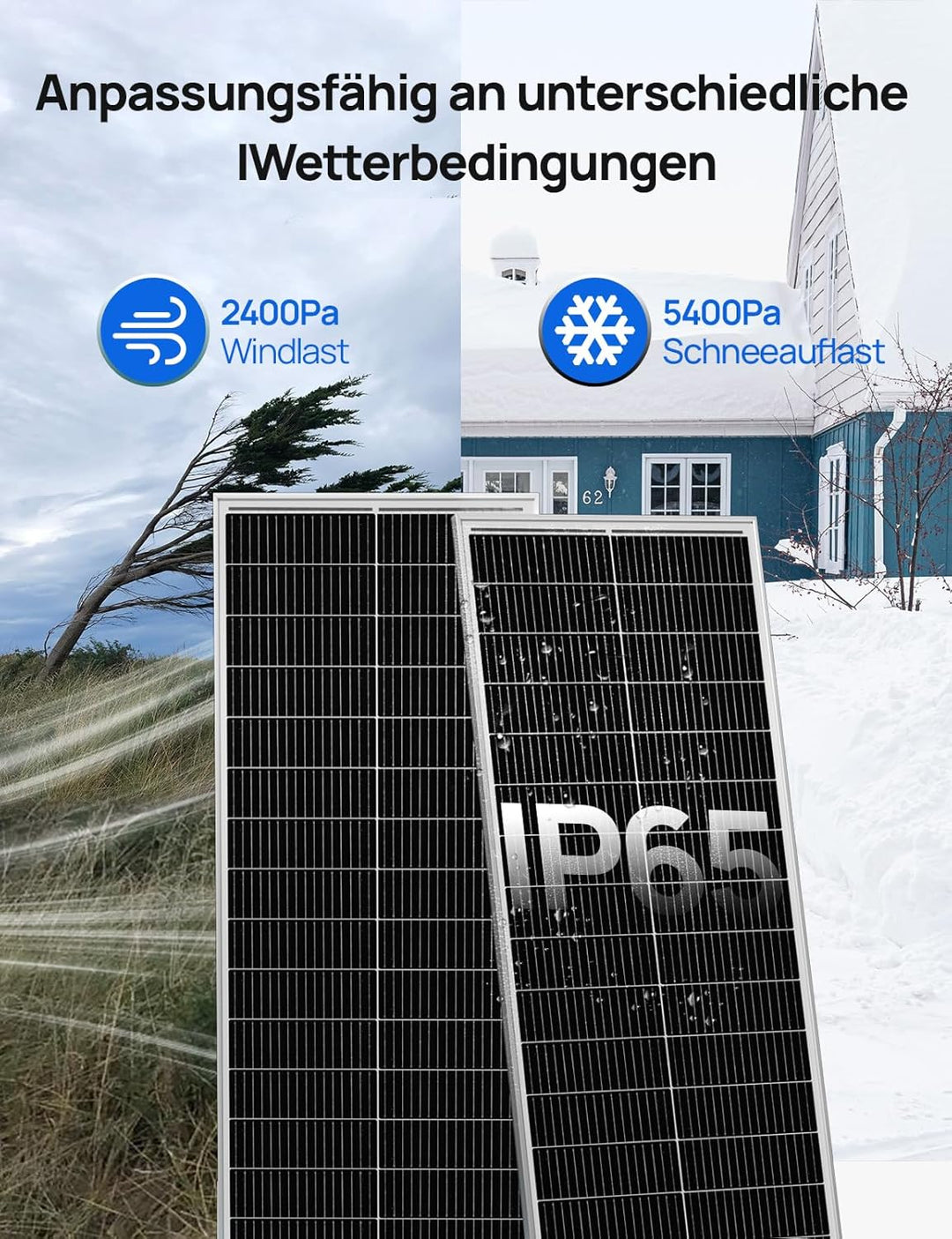 ECO-WORTHY 100W Solarpanel 18V, 18BB N-Typ Solarpanel Mit 25% Wirkungsgrad für Solaranlagen in Wohnm