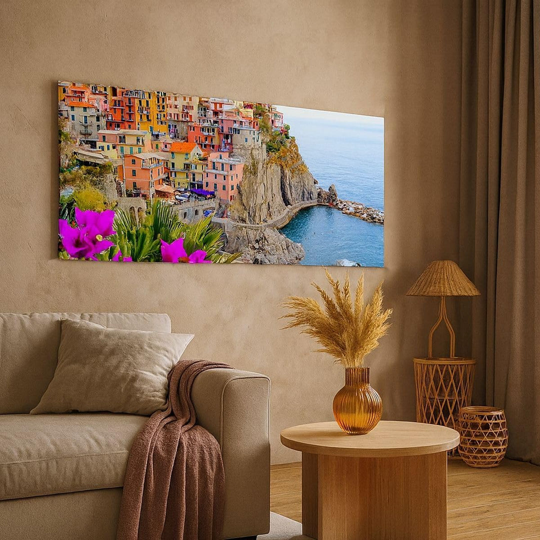 Wandbilder Dekoration Wohnzimmer Italien küste felsen landschaft Panorama Bilder auf Leinwand 120x50