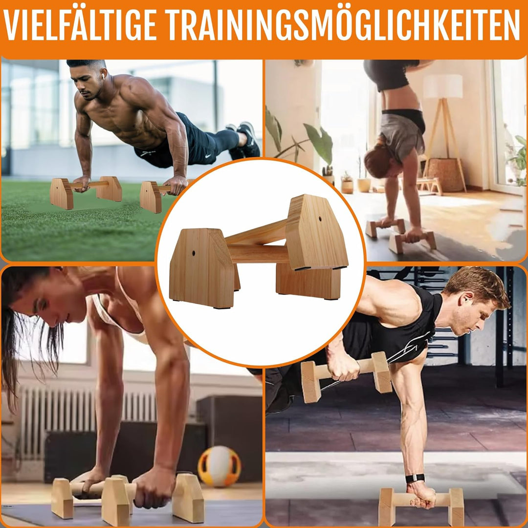 Liegestützgriffe aus Holz – Ergonomische Handstandgriffe, rutschfeste Push-Up Bars für Calisthenics,