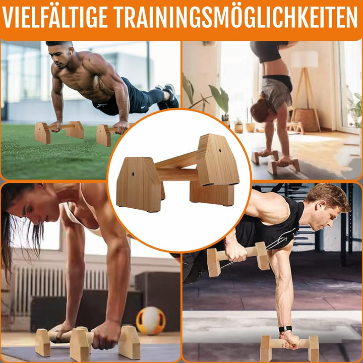 Liegestützgriffe aus Holz – Ergonomische Handstandgriffe, rutschfeste Push-Up Bars für Calisthenics,