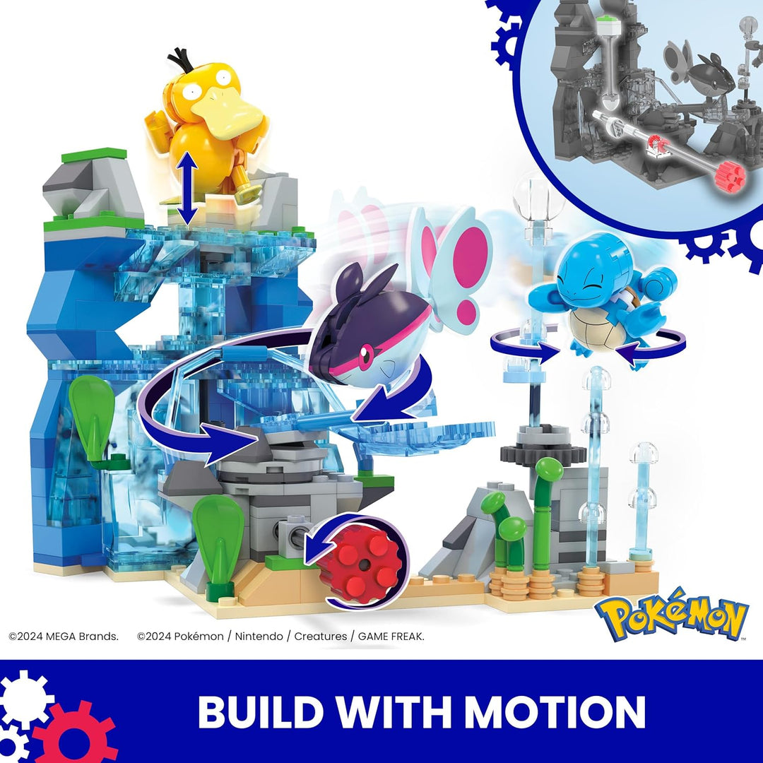 Mattel MEGA Pokémon Actionfigur-Bauspielzeug, Wasserabenteuer mit 319 Teilen und beweglichem Schiggy