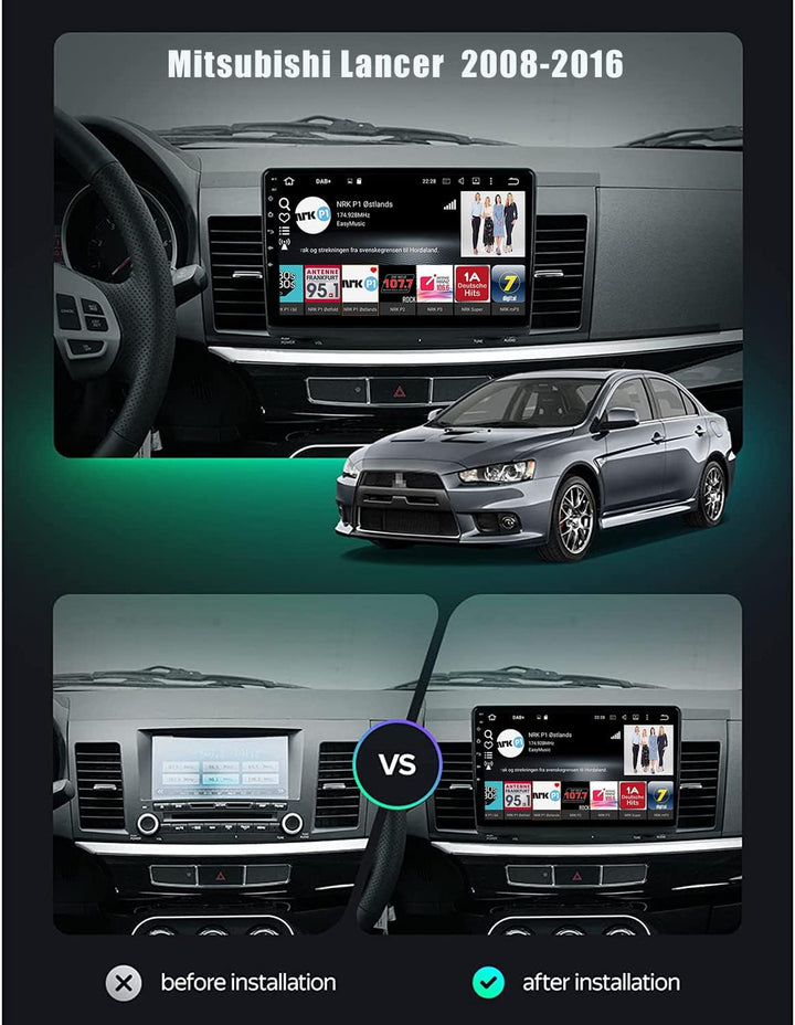 YUNTX Android 10 Autoradio Compatible Avec Mitsubishi Lancer (2010-2017)- GPS 2 Din - Caméra arrière