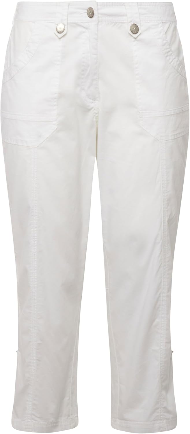 Ulla Popken Damen grosse Grössen Cargohose mit Krempelbein Hose, 32W / 32L Schneeweiß