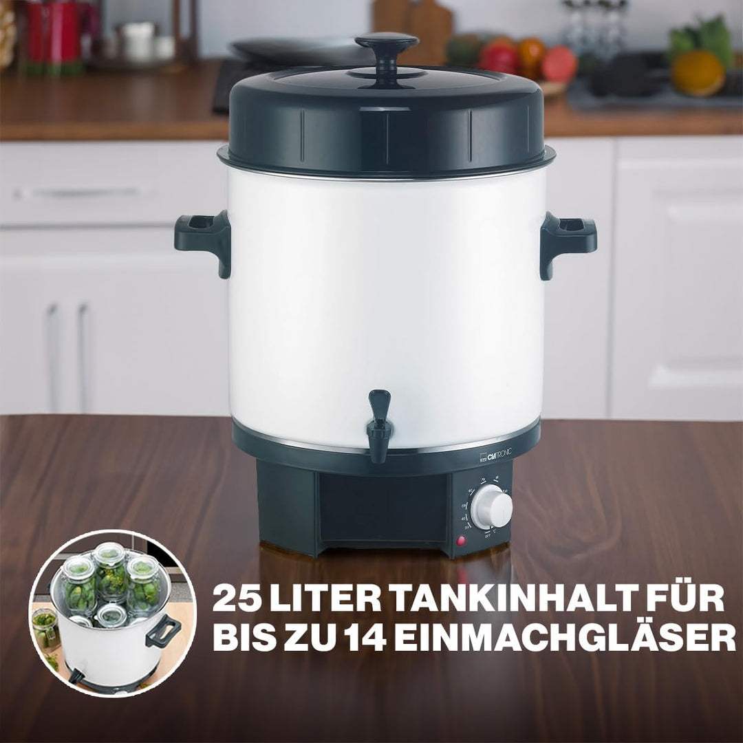 Clatronic EKA 3338 Einkochautomat mit Zapfhahn, 25 Liter, Heissgetränkeautomat, zum Erhitzen und War