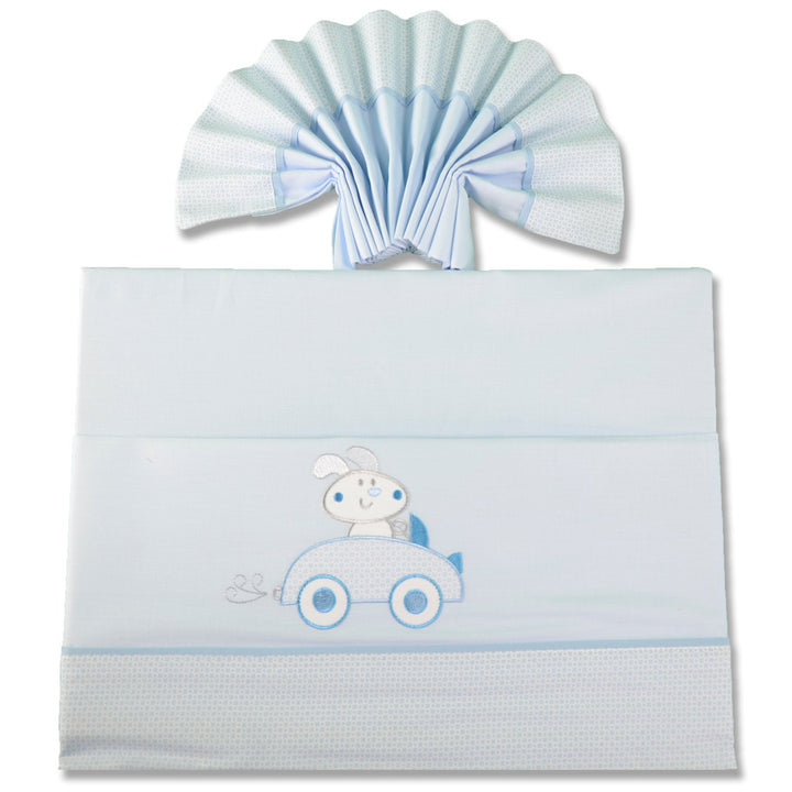 pekitas Bebe feine Bettwäsche 3 Teilig für Kinderbett 60 x 120 100% Baumwolle Made in Portugal blau