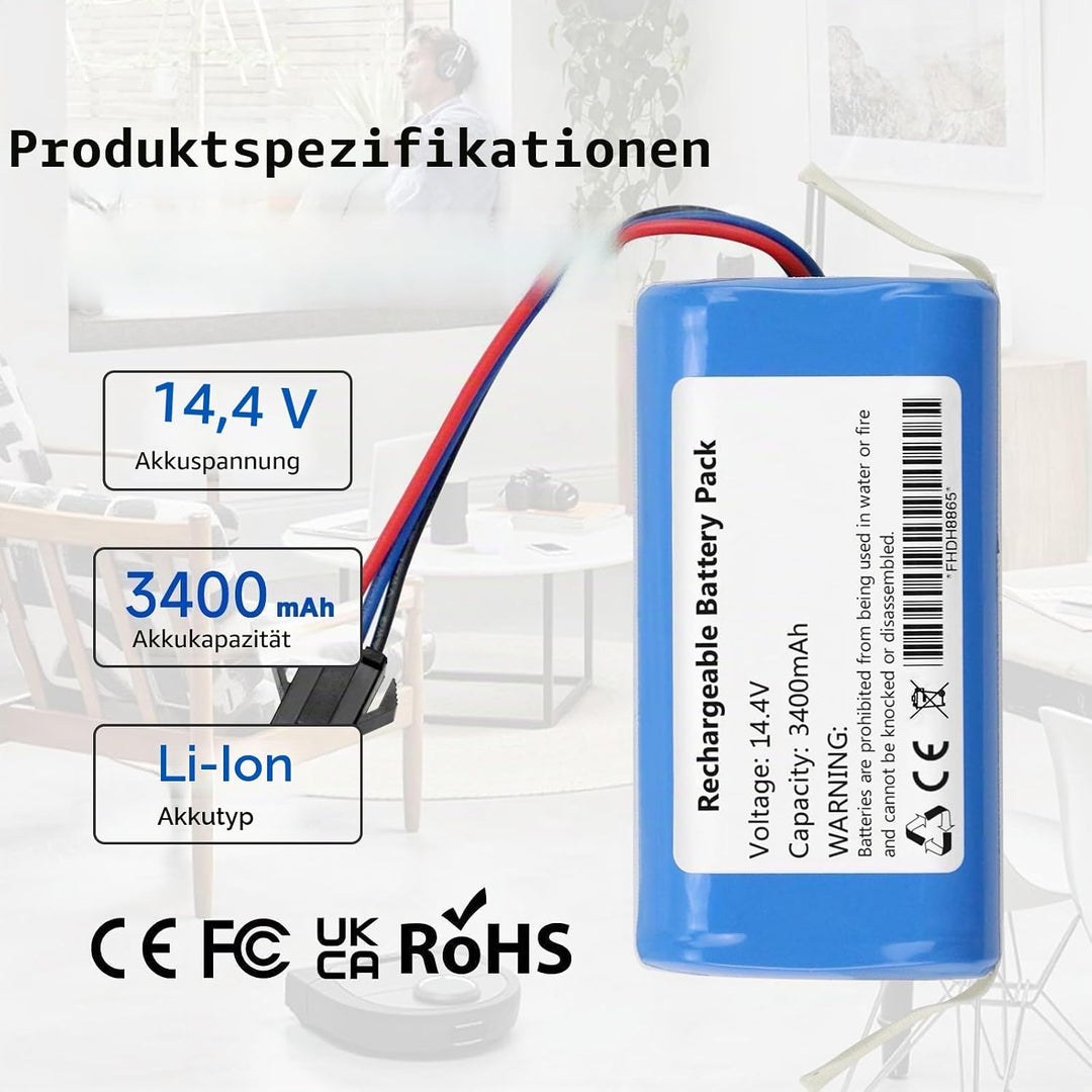 K KYUER 14.4V Rechargeable Akku für AIRROBO P20 Robot Vacuum Cleaner RoboVac Battery 3400mAh
