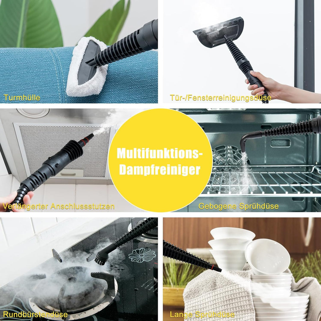 RELAX4LIFE Mehrzweck-Dampfreiniger, Handdampfreiniger 350ml Wassertank, Handgerät mit 9 Zubehörteile