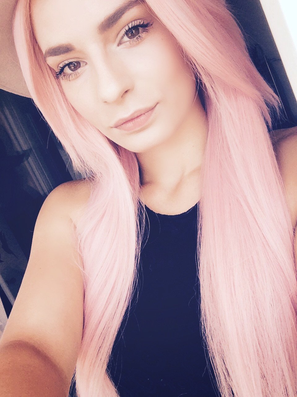 Prettyland Damen C018 Märchen lange Perücke Party Glatt 60cm Cosplay Mittellang Rosa Wig