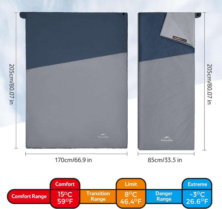 Naturehike Schlafsack Ultraleicht Mini Kleines Ultraleicht 680/760g für 3 Jahreszeiten mit 190x75/20