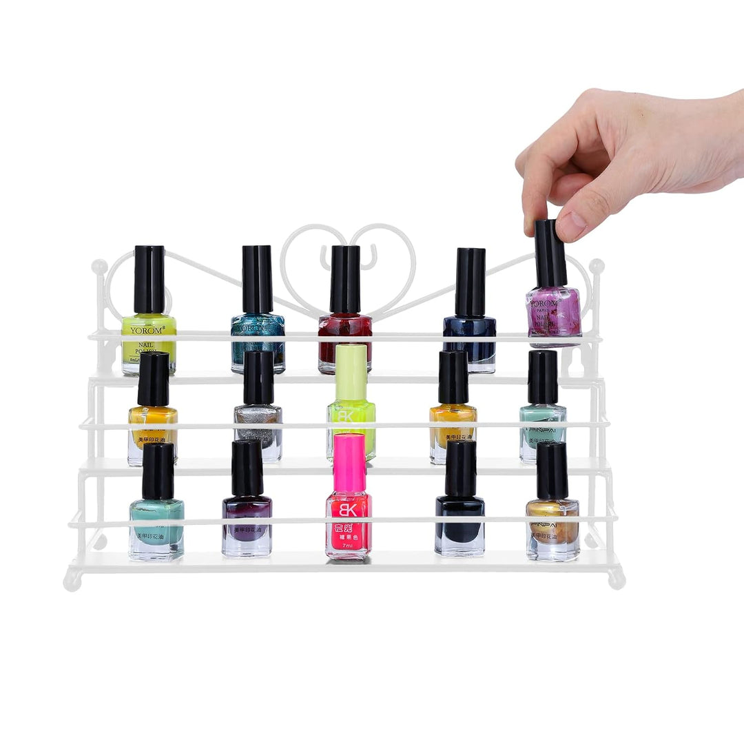 FullBerg Weiss Nagellack Regal mit 3 Metall Ablagen als Wandregal Aufbewahrung für Nagellack oder ät