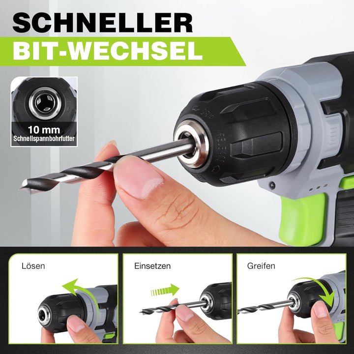 WORKPRO 8V Akku Bohrschrauber Set mit Transportkoffer, Akkuschrauber, 2x2000 mAh Akkus Bohrmaschine,