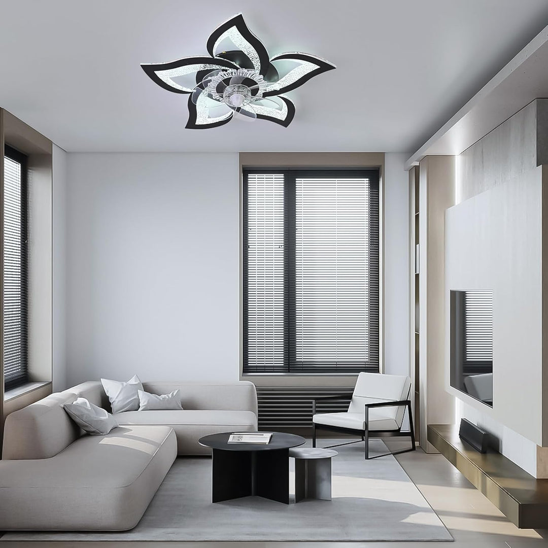 Oninio Deckenventilator mit Licht und Fernbedienung 62,5cm Modern Blumen-Design Deckenleuchte Leiser