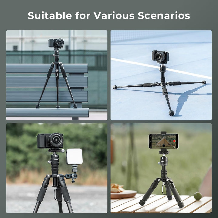 SMALLRIG Aluminium Mini Stativ Tripod 20"/52 cm Desktop Stativ mit 360° Kugelkopf, kompaktes Kamera