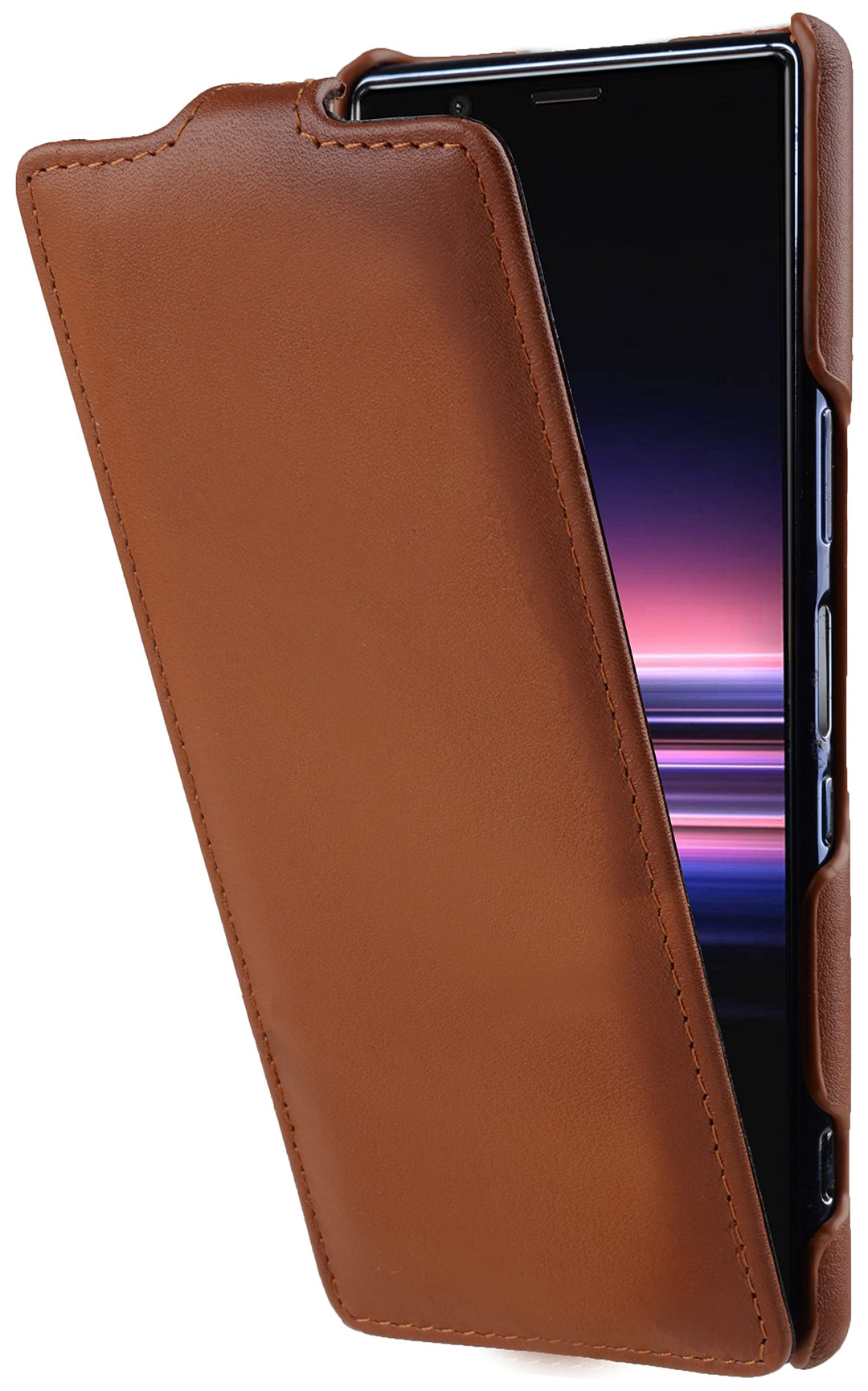 STILGUT UltraSlim kompatibel mit Sony Xperia 5 II Hülle aus Leder - Xperia 5 II Flip Case, Klapphüll